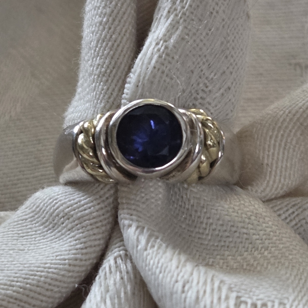 David Wysor Vintage Iolite Ring, SS & 18k, Size 7.5 - Picture 3 of 14